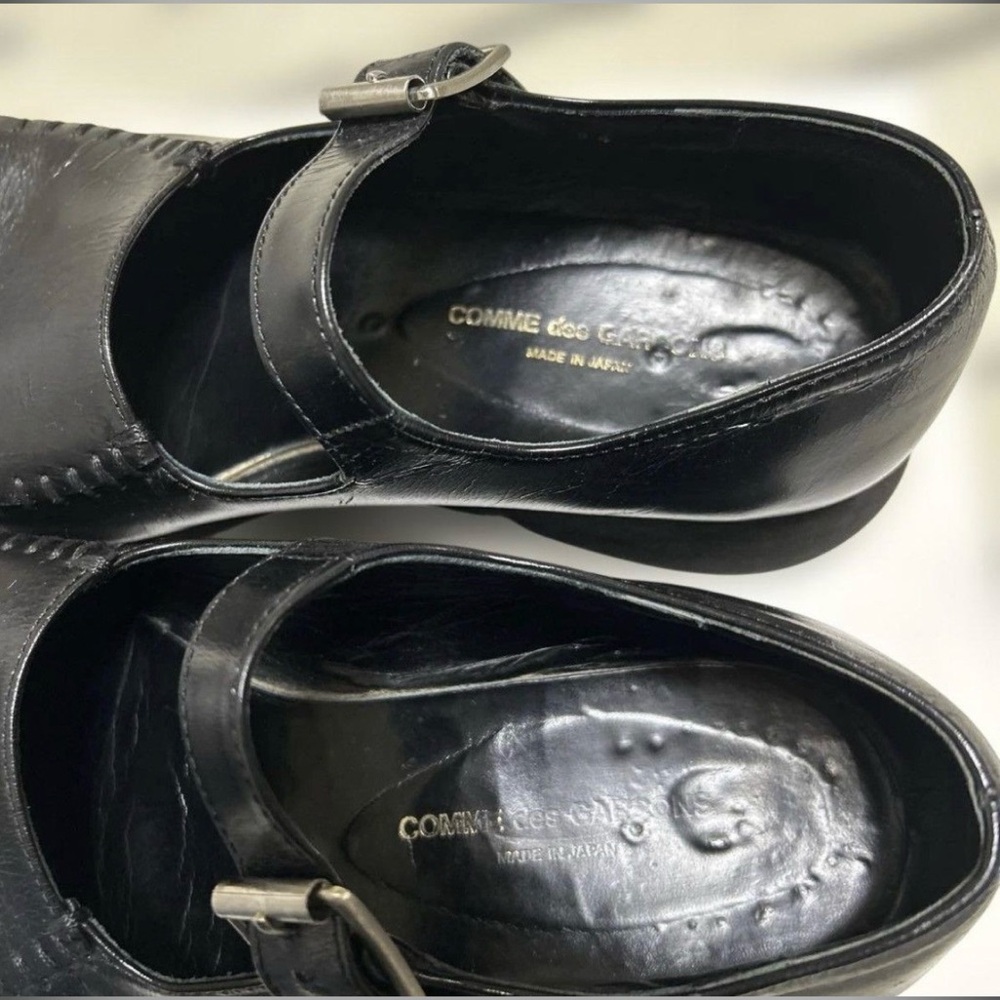Comme des Garçons Black Leather Mary Jane Strap Shoes - Picture 2 of 4